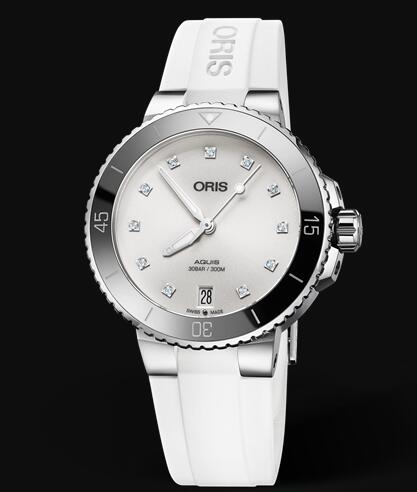 Review Oris Aquis Date Diamonds 36.5mm Replica Watch 01 733 7731 4191-07 4 18 63FC